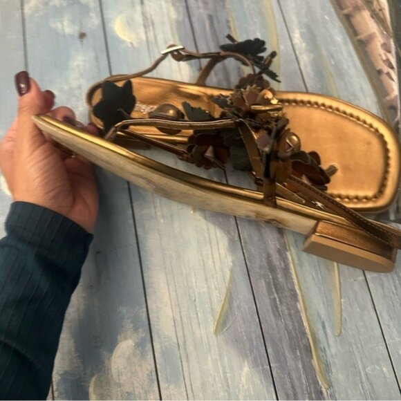 Jeffrey Campbell Copper Floral Embellished Sandals Women’s Size 9 - Picture 7 of 10